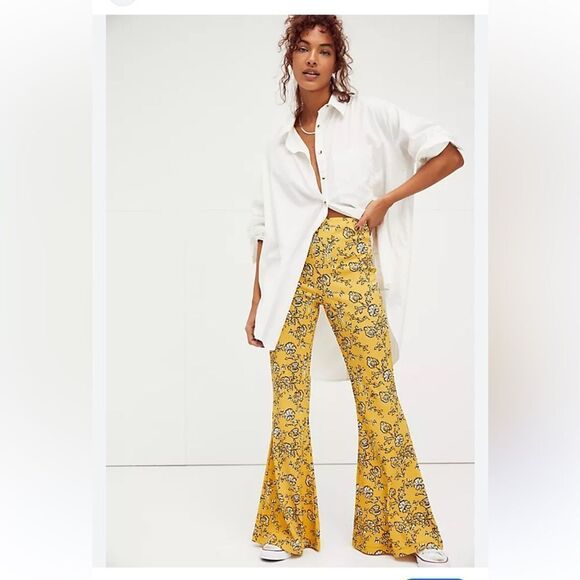 Free People Pants - Free People Kitty Flare Pants in a yellow